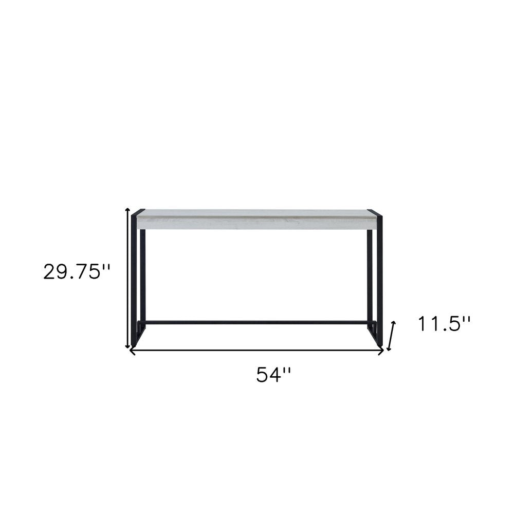 54" White and Black Distressed Sled Console Table HomeRoots