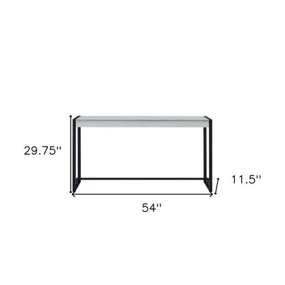54" White and Black Distressed Sled Console Table HomeRoots