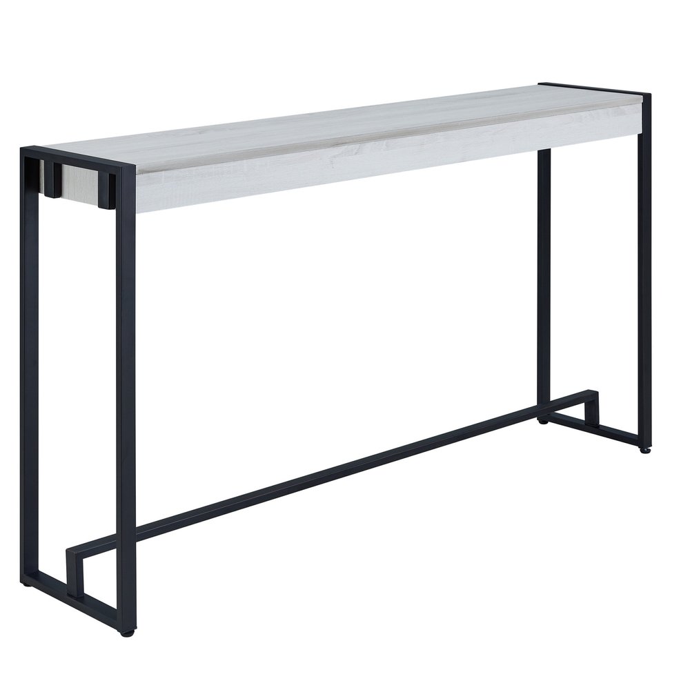 54" White and Black Distressed Sled Console Table HomeRoots