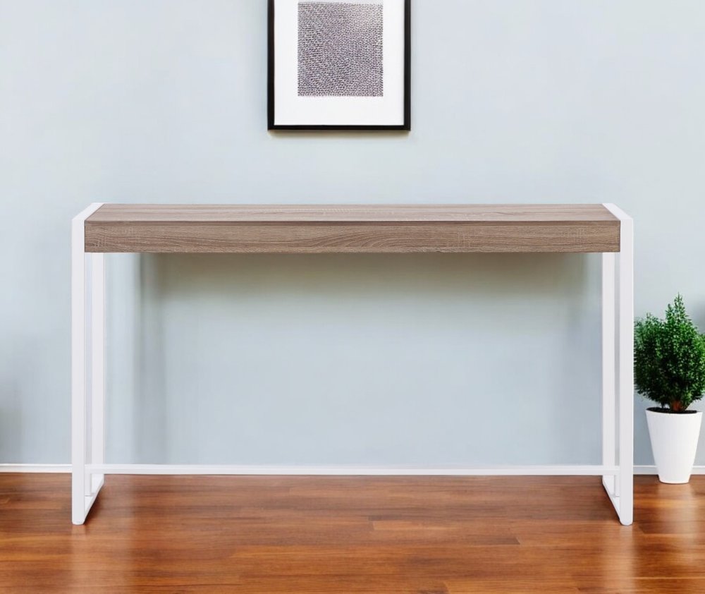 54" Gray Brown and White Sled Console Table HomeRoots