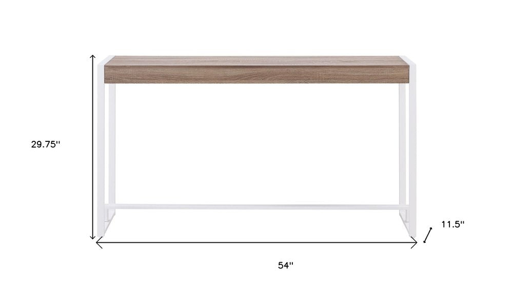 54" Gray Brown and White Sled Console Table HomeRoots