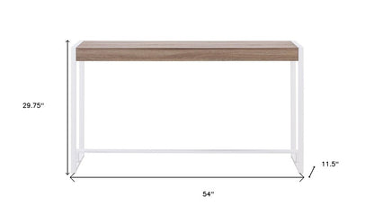 54" Gray Brown and White Sled Console Table HomeRoots