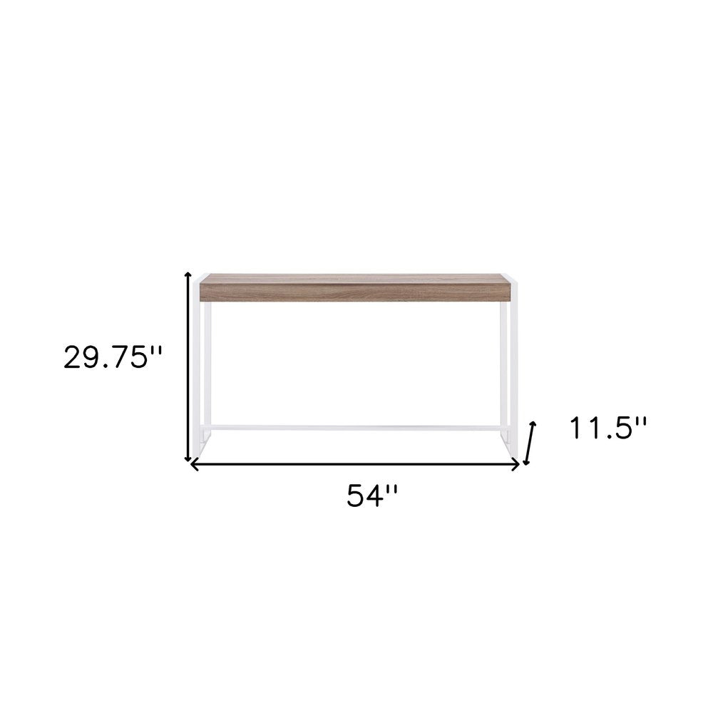 54" Gray Brown and White Sled Console Table HomeRoots