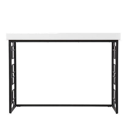 42" White and Black Glass and Metal Sled Console Table HomeRoots