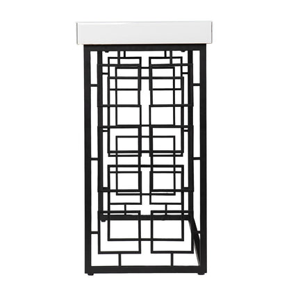 42" White and Black Glass and Metal Sled Console Table HomeRoots