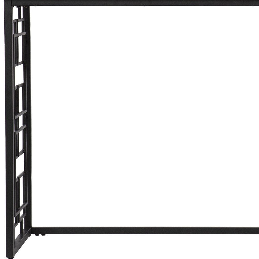42" White and Black Glass and Metal Sled Console Table HomeRoots