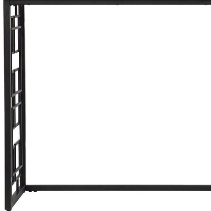 42" White and Black Glass and Metal Sled Console Table HomeRoots