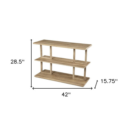 42" Natural Wood Floor Shelf Console Table With Two Shelves HomeRoots