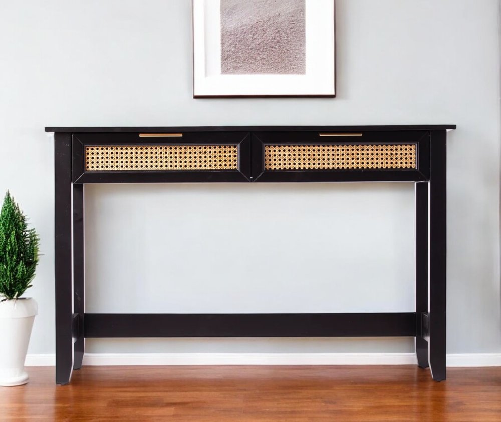 48" Black Console Table And Drawers HomeRoots