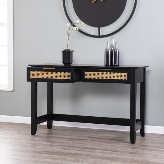 48" Black Console Table And Drawers HomeRoots