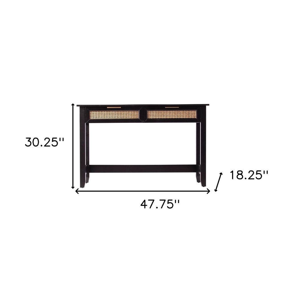 48" Black Console Table And Drawers HomeRoots