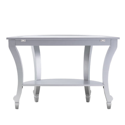 46" Silver Mirrored Glass Half Circle Console Table With Storage HomeRoots