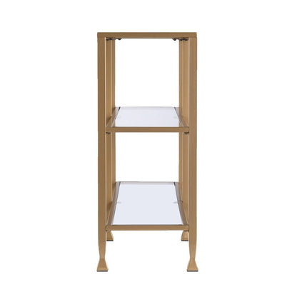 49" Clear and Gold Glass Floor Shelf Console Table With Storage HomeRoots