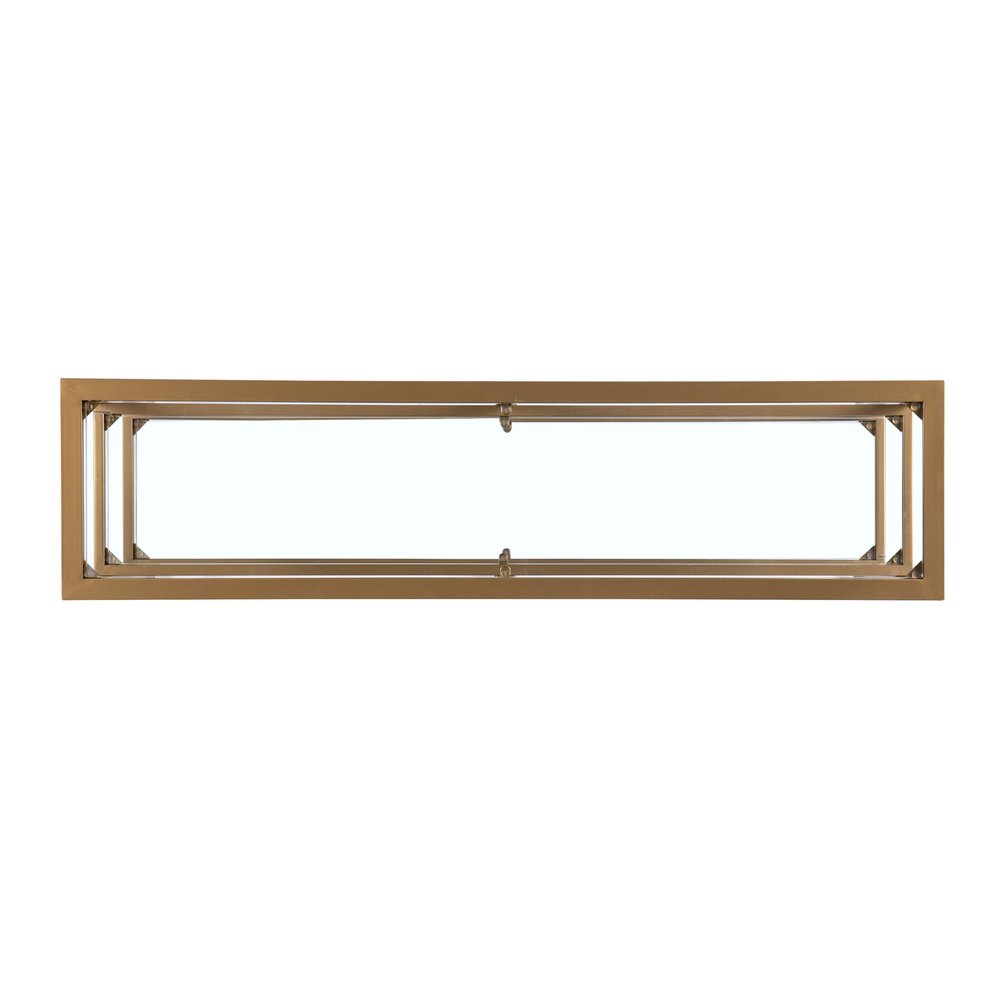49" Clear and Gold Glass Floor Shelf Console Table With Storage HomeRoots