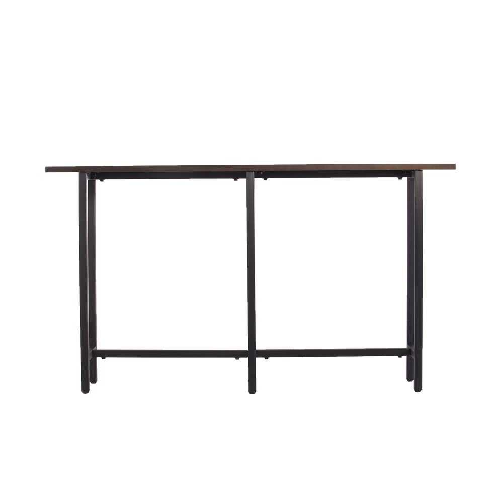 54" Espresso and Black Wood and Iron Console Table HomeRoots