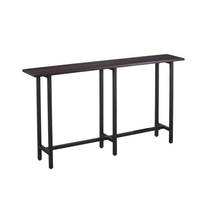 54" Espresso and Black Wood and Iron Console Table HomeRoots