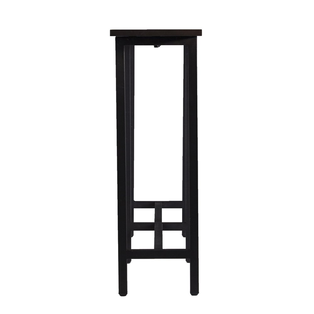 54" Espresso and Black Wood and Iron Console Table HomeRoots