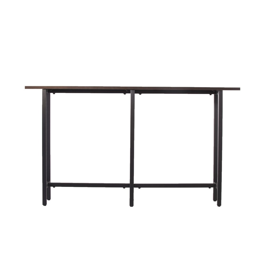54" Espresso and Black Wood and Iron Console Table HomeRoots