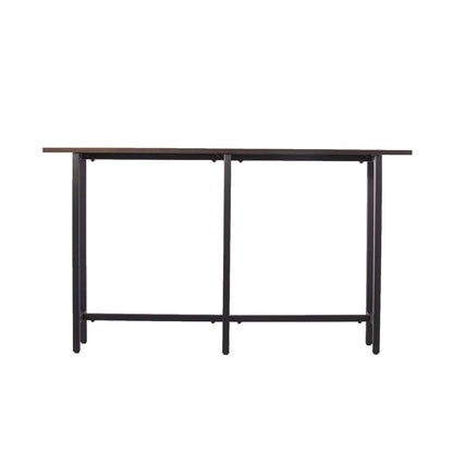 54" Espresso and Black Wood and Iron Console Table HomeRoots