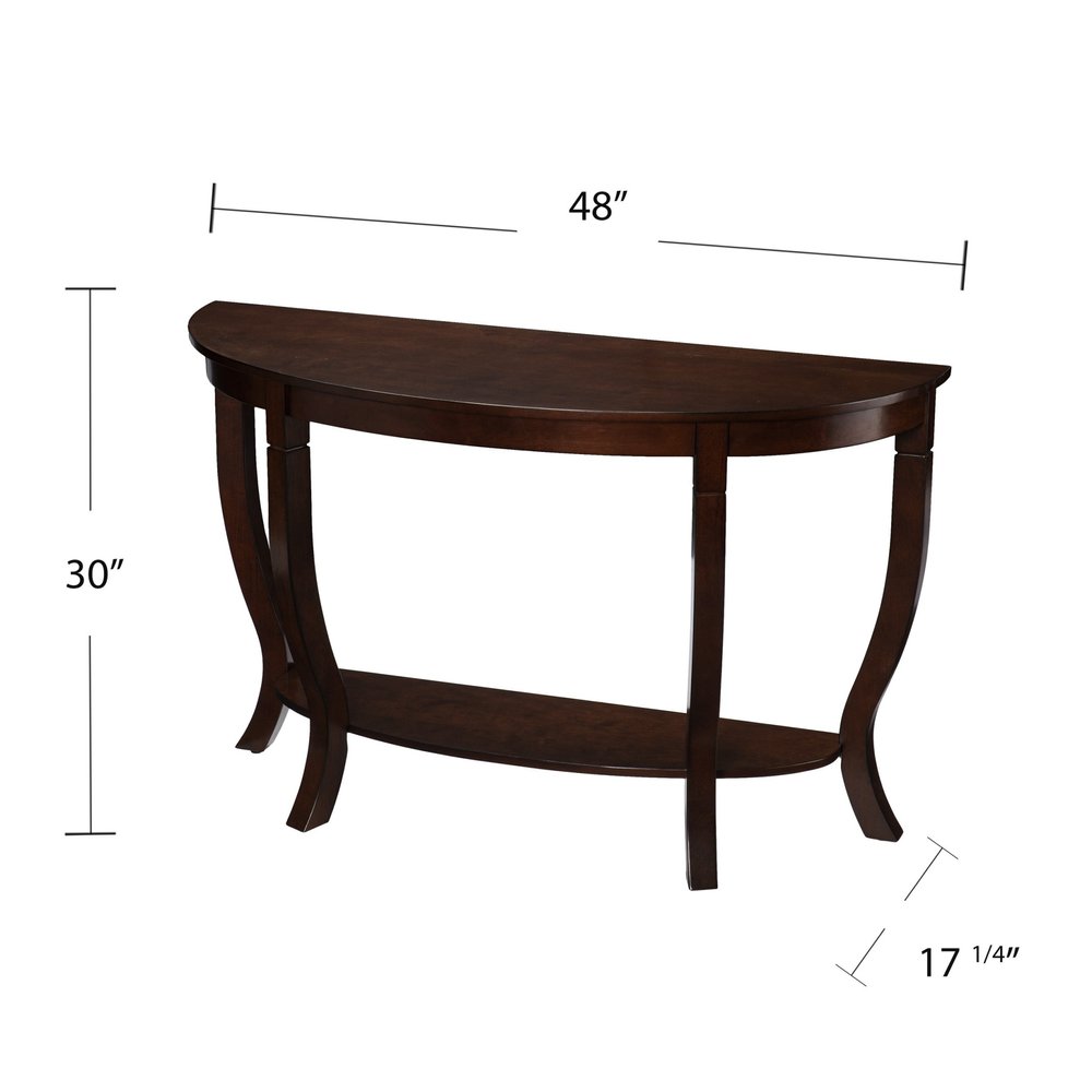 48" Brown Half Circle Console Table With Storage — view 6