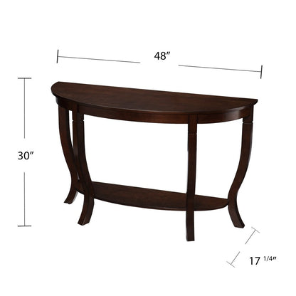 48" Brown Half Circle Console Table With Storage HomeRoots