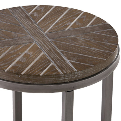24" Brown Manufactured Wood And Iron Round End Table With Shelf HomeRoots