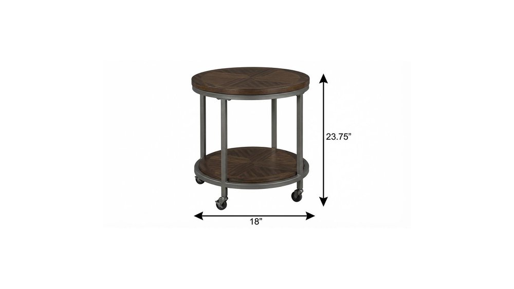 24" Brown Manufactured Wood And Iron Round End Table With Shelf HomeRoots