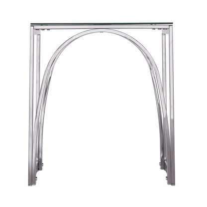 22" Chrome Glass And Iron Square End Table HomeRoots