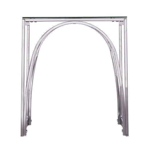 22" Chrome Glass And Iron Square End Table HomeRoots