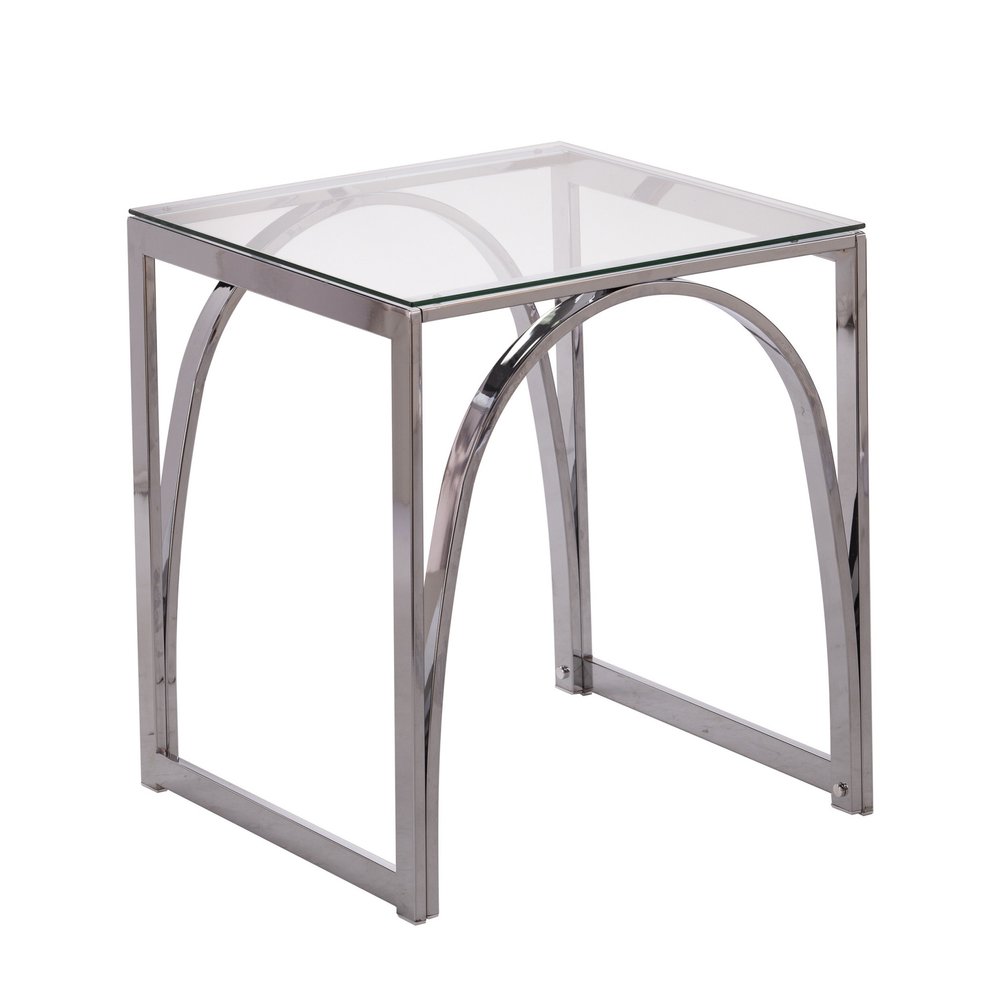 22" Chrome Glass And Iron Square End Table HomeRoots