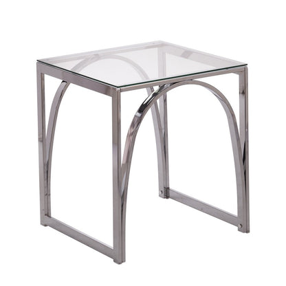 22" Chrome Glass And Iron Square End Table HomeRoots
