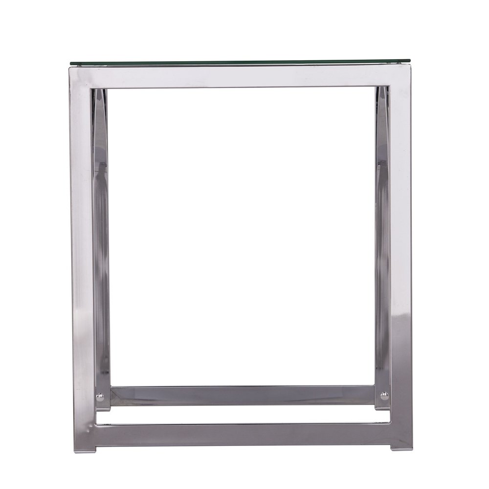 22" Chrome Glass And Iron Square End Table HomeRoots