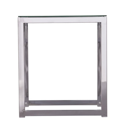 22" Chrome Glass And Iron Square End Table HomeRoots