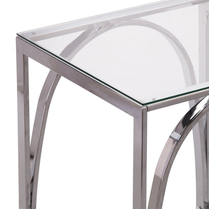 22" Chrome Glass And Iron Square End Table HomeRoots