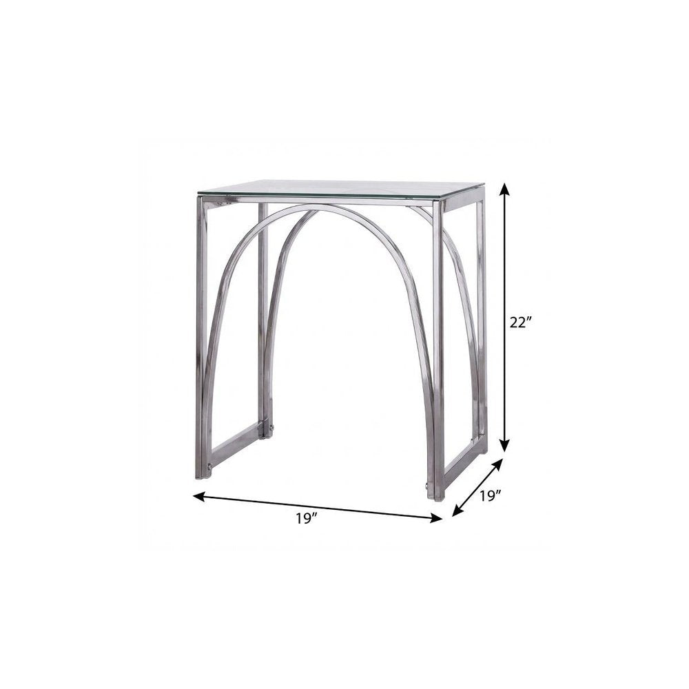 22" Chrome Glass And Iron Square End Table HomeRoots