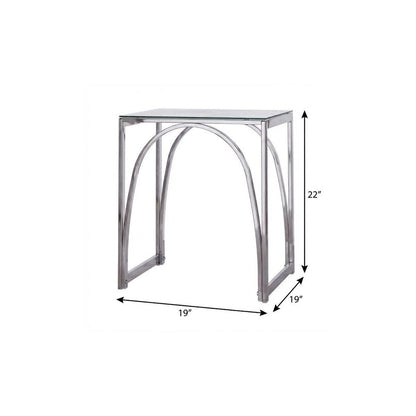 22" Chrome Glass And Iron Square End Table HomeRoots