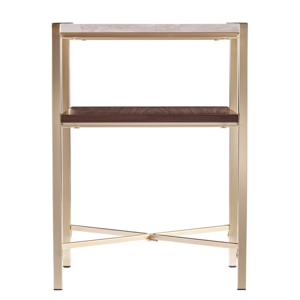24" Brass Manufactured Wood And Iron Square End Table With Shelf HomeRoots