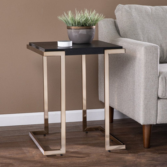 24" Black Geometric Metal Square End Table HomeRoots