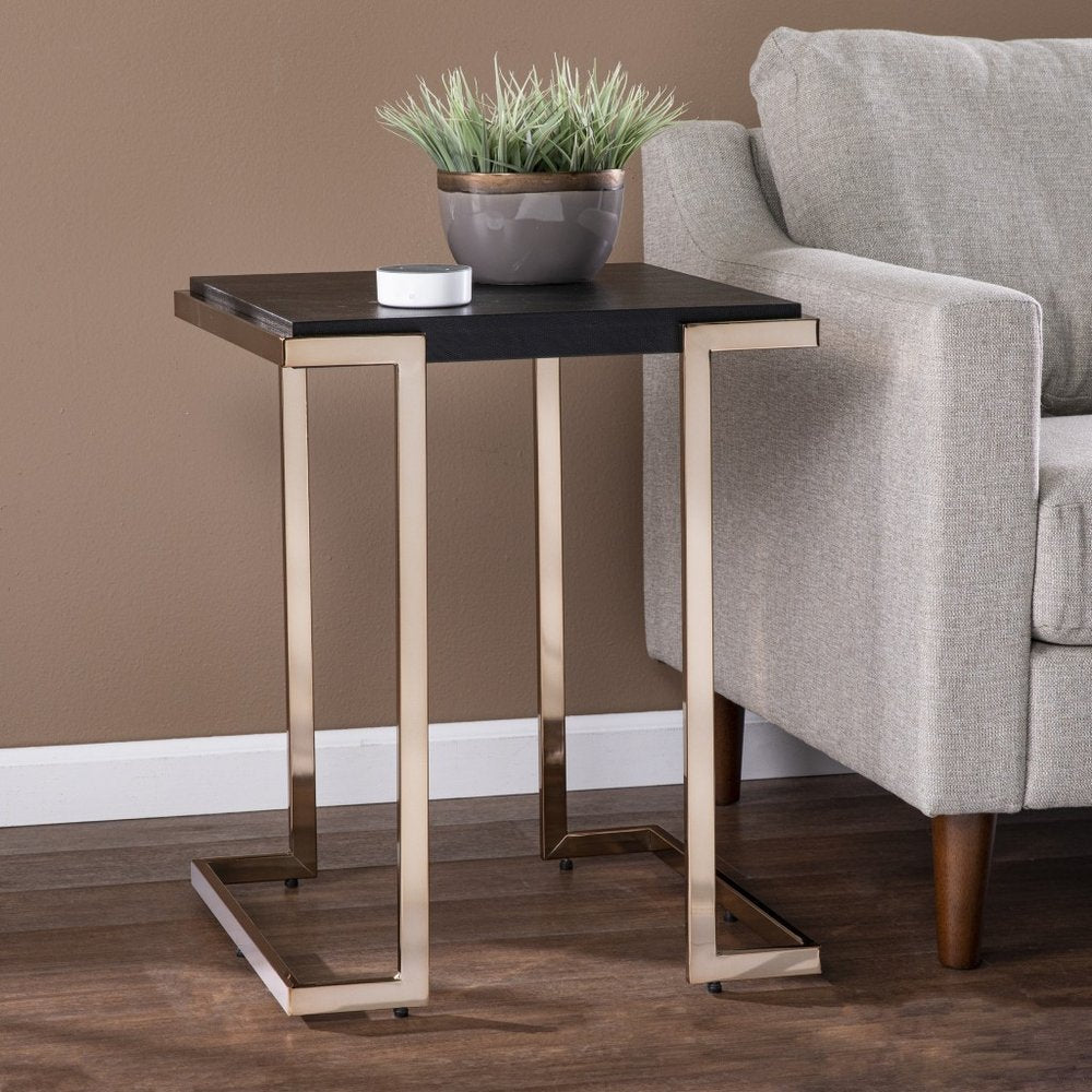 24" Black Geometric Metal Square End Table HomeRoots