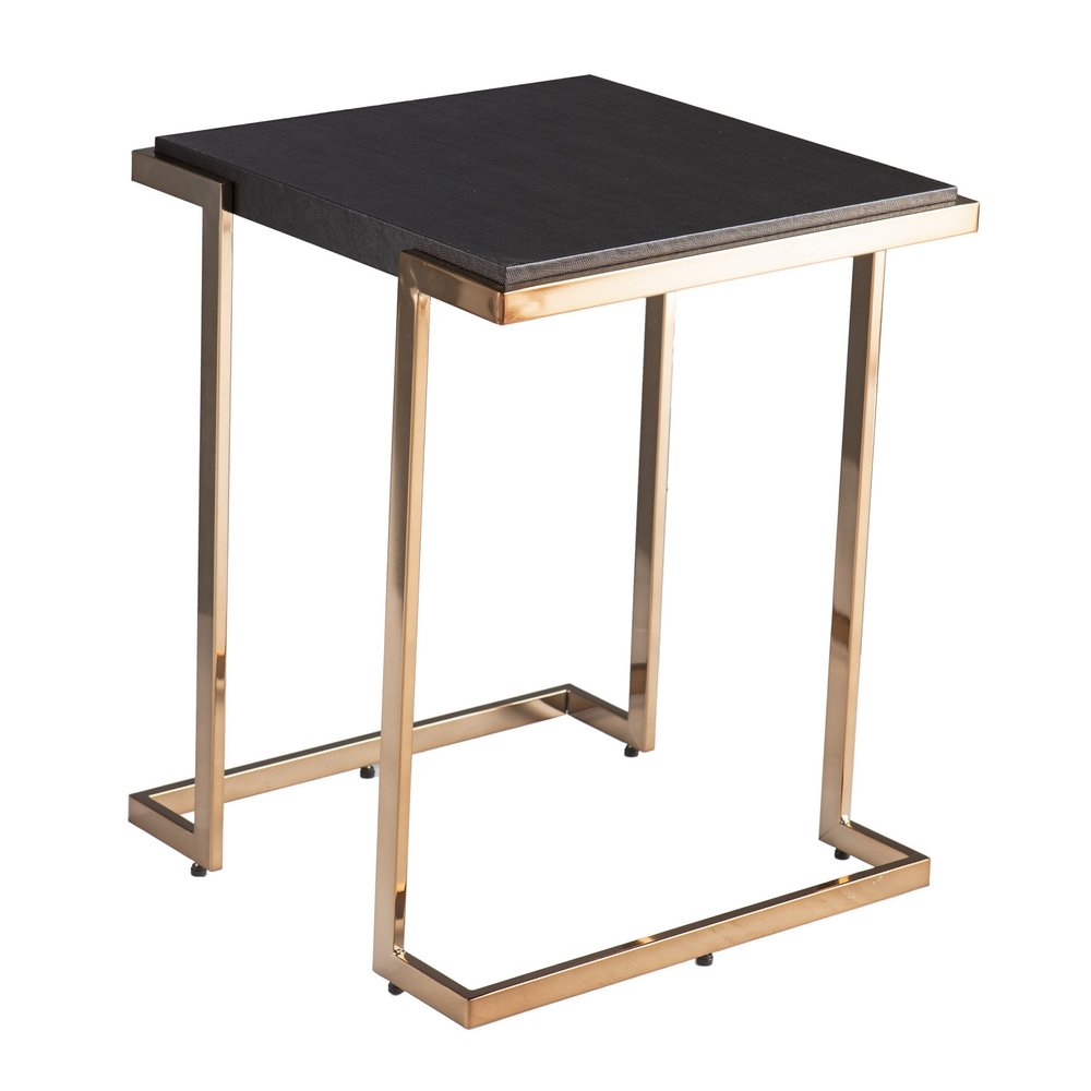 24" Black Geometric Metal Square End Table HomeRoots