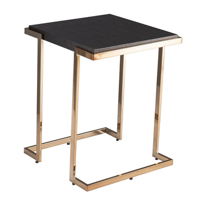 24" Black Geometric Metal Square End Table HomeRoots