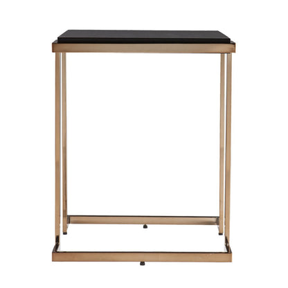 24" Black Geometric Metal Square End Table HomeRoots