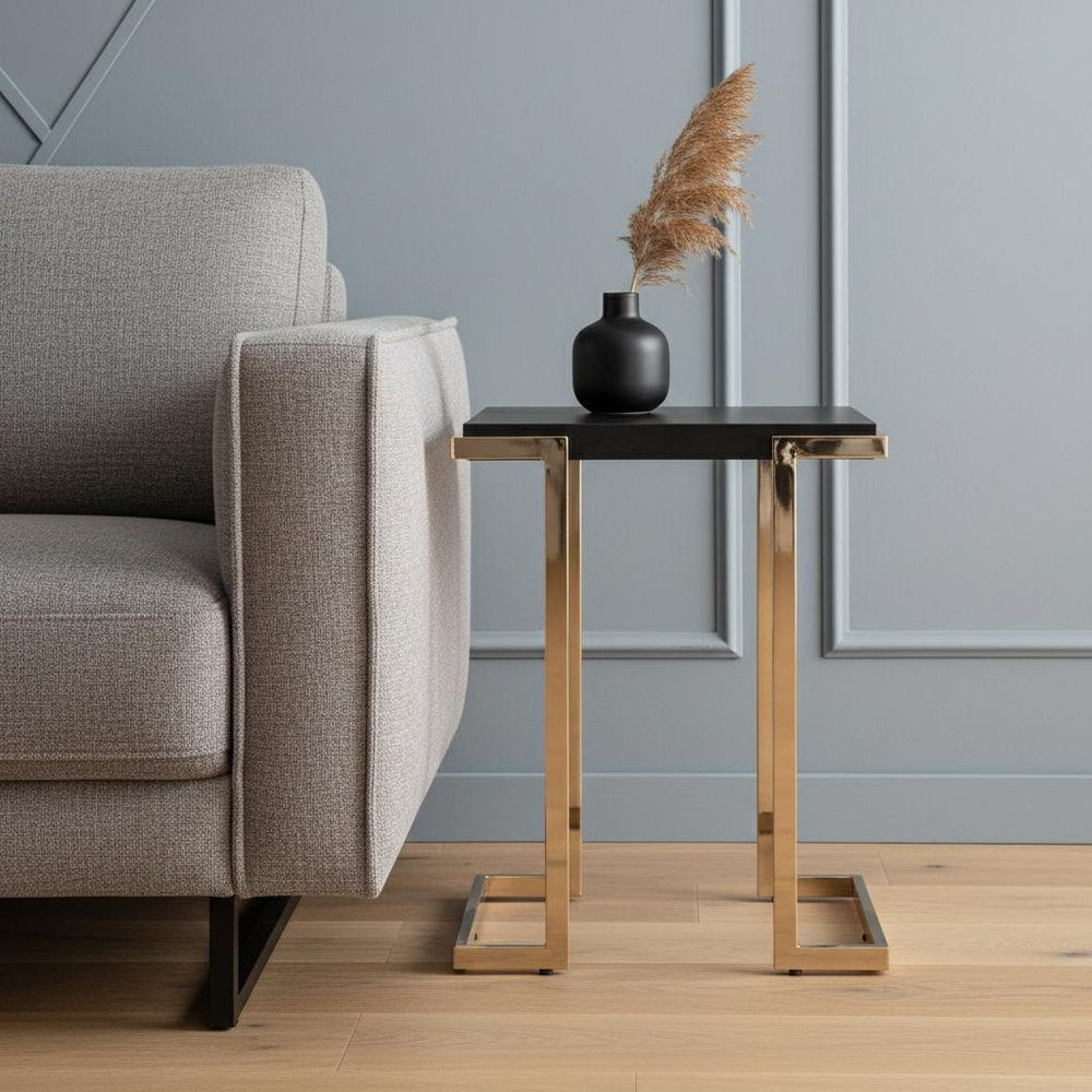 24" Black Geometric Metal Square End Table HomeRoots