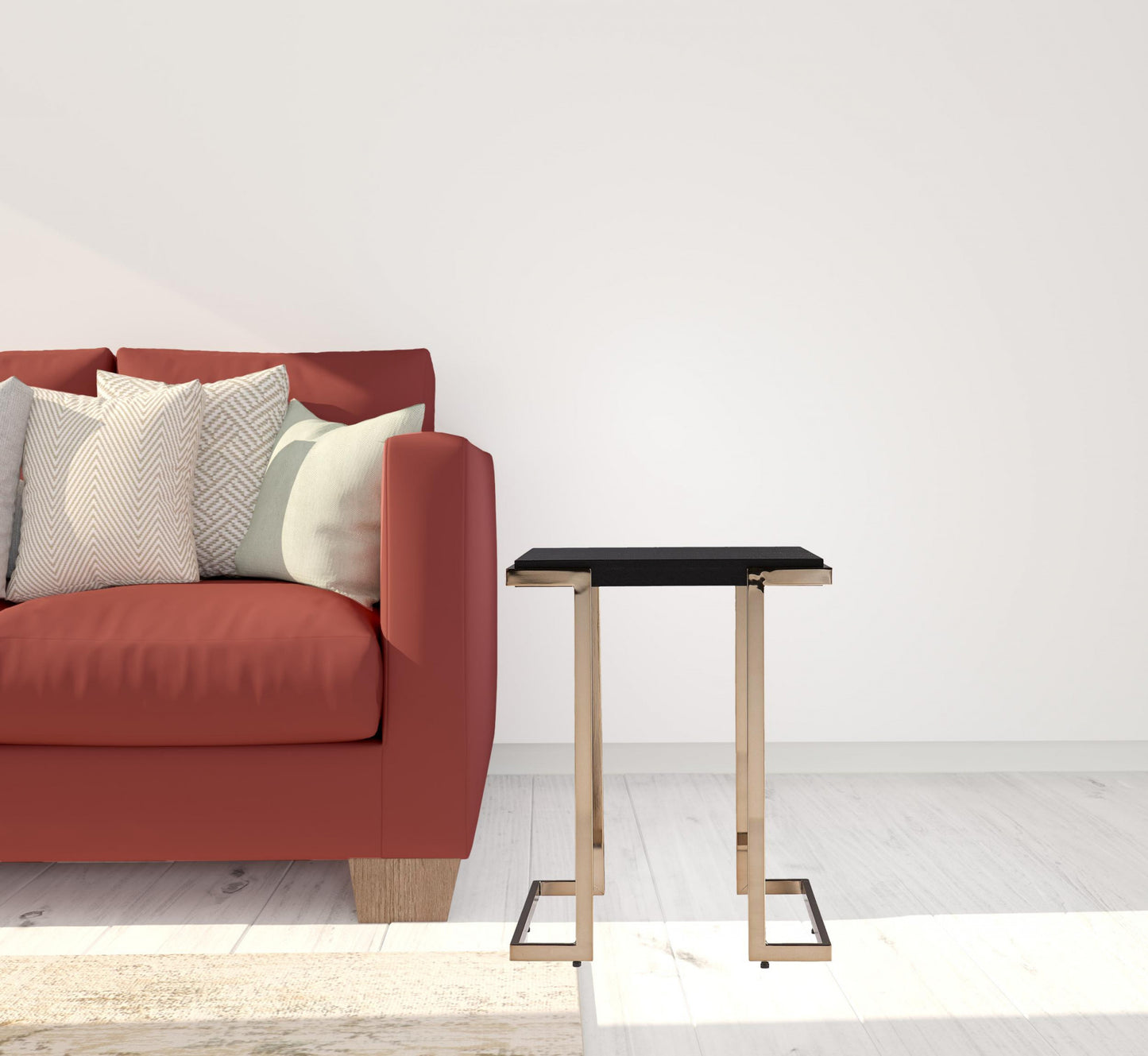 24" Black Geometric Metal Square End Table