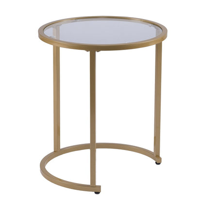 Set Of Two 23" Gold Glass And Steel Round Nested Tables HomeRoots