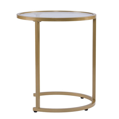 Set Of Two 23" Gold Glass And Steel Round Nested Tables HomeRoots