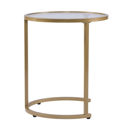 Set Of Two 23" Gold Glass And Steel Round Nested Tables HomeRoots