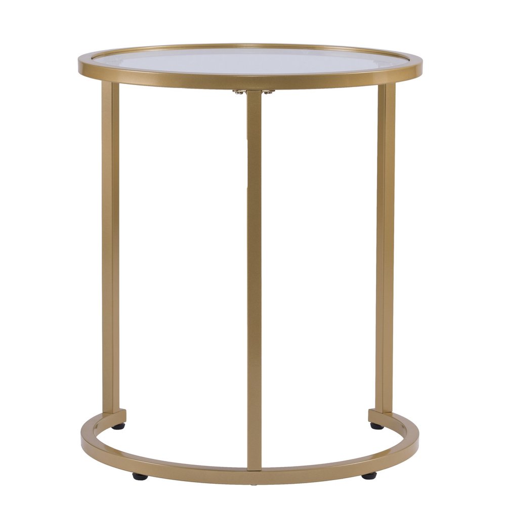 Set Of Two 23" Gold Glass And Steel Round Nested Tables HomeRoots
