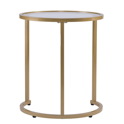 Set Of Two 23" Gold Glass And Steel Round Nested Tables HomeRoots