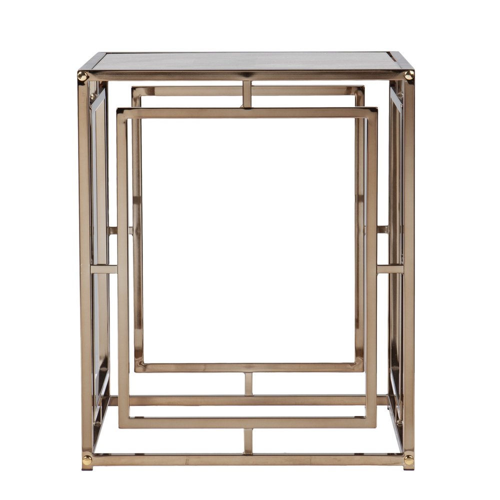 23" Champagne Glass And Iron Square End Table HomeRoots